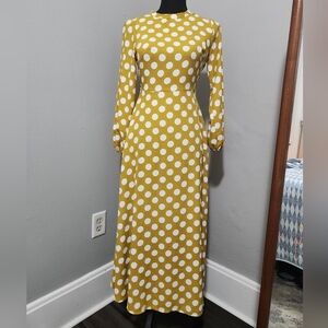 Chic yellow polka dot open back dress